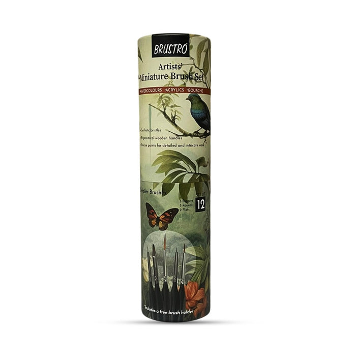 Brustro Artists' Watercolours & Acrylics Miniature Brush Set of 12
