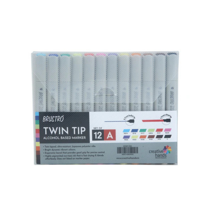 Brustro Twin Tip Alcohol Based Basic Marker Set