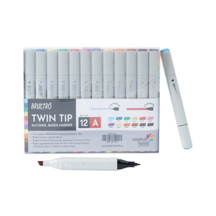 Brustro Twin Tip Alcohol Based Basic Marker Set