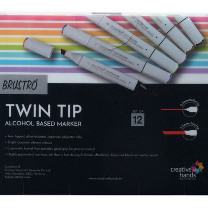 Brustro Twin Tip Alcohol Based Basic Marker Set