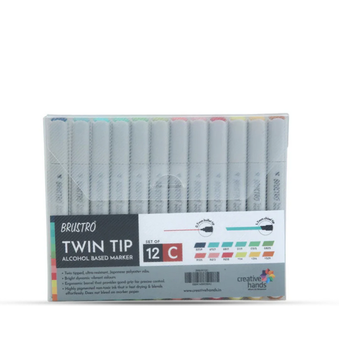 Brustro Twin Tip Alcohol Based Basic Marker Set