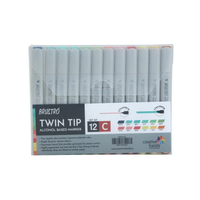 Brustro Twin Tip Alcohol Based Basic Marker Set