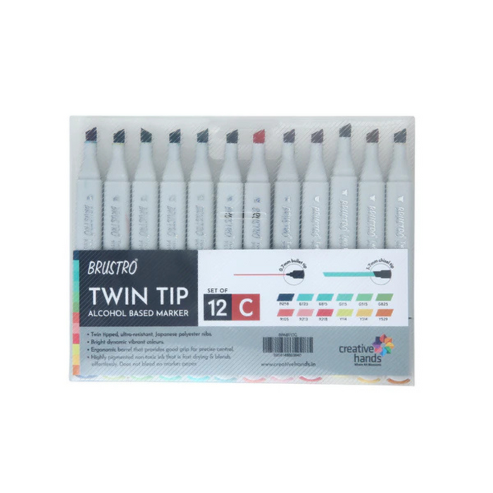 Brustro Twin Tip Alcohol Based Basic Marker Set