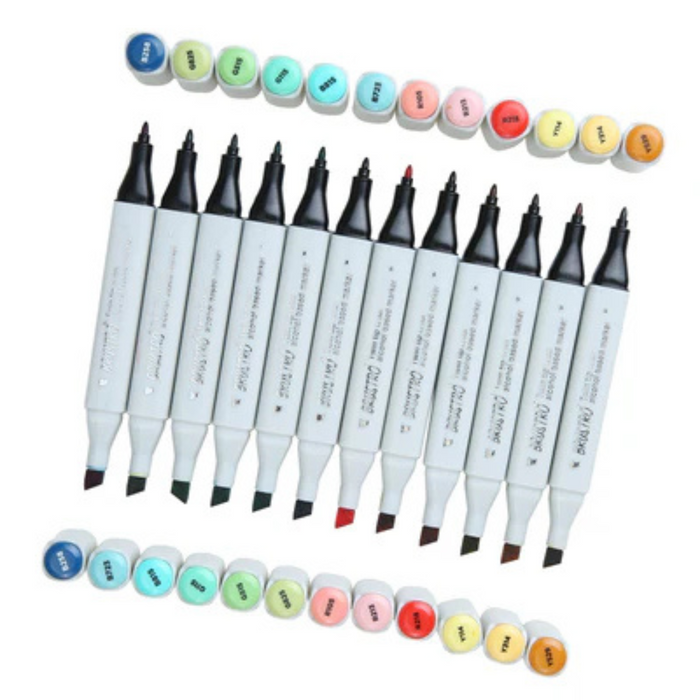 Brustro Twin Tip Alcohol Based Basic Marker Set