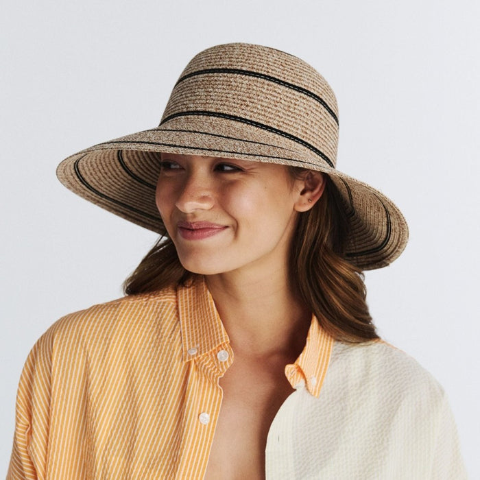 CANCER COUNCIL MARIAH BUCKET HAT BLACK / MIX CAMEL 58CM