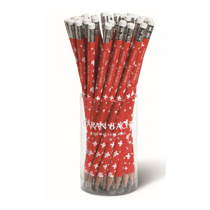 Caran d'ache Swiss Flag Pencil With Eraser HB 4PC Set