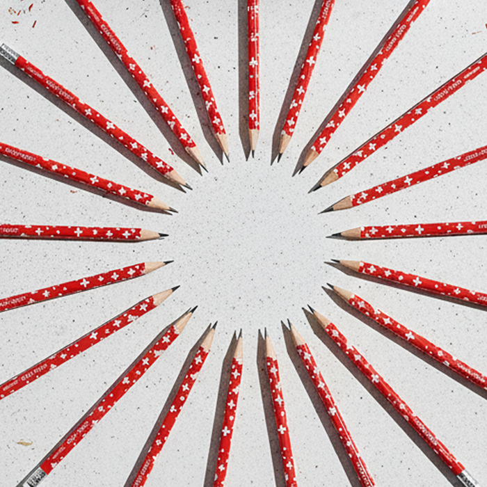 Caran d'ache Swiss Flag Pencil With Eraser HB 4PC Set
