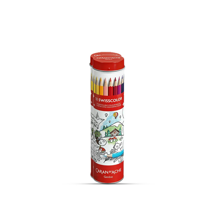 Caran D'Ache Swisscolor Tube 18 Water Pencils Poster Set
