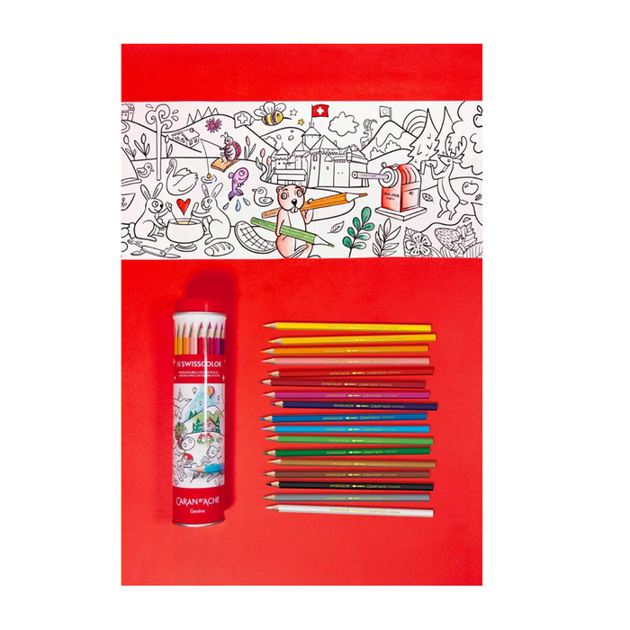 Caran D'Ache Swisscolor Tube 18 Water Pencils Poster Set
