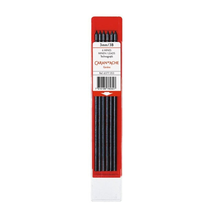 Caran d'ache Technograph Graphite 3 mm HB Leads (Pack of 6) - SCOOBOO - 6377.353 - Pencil Lead & Refills