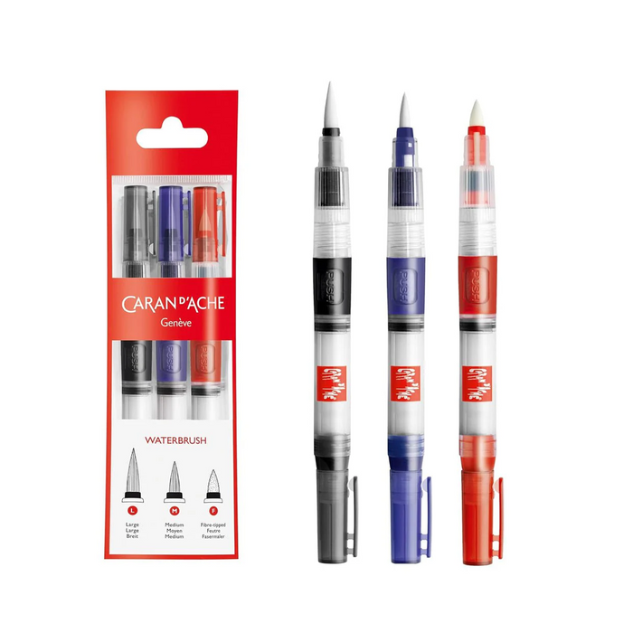 Caran D'ache Water Brush 3 Assorted With Reservoir