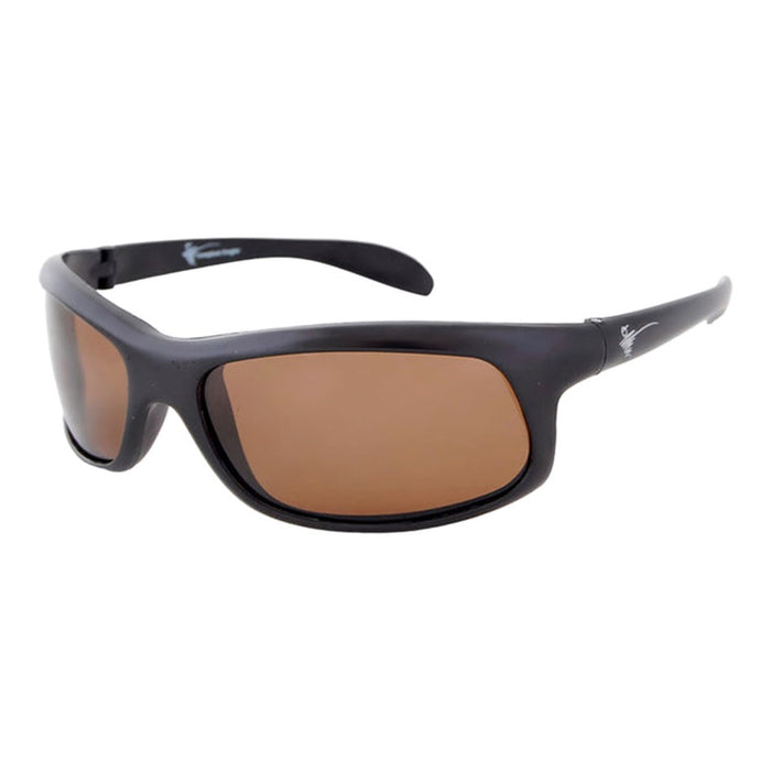 COMPLEAT ANGLER FLOATING SUNGLASSES MATT BLACK FRAME BROWN LENS