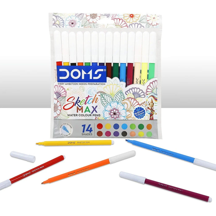DOMS Sketch Max Non-Toxic Water Colour Sketch Pens-Pack of 14
