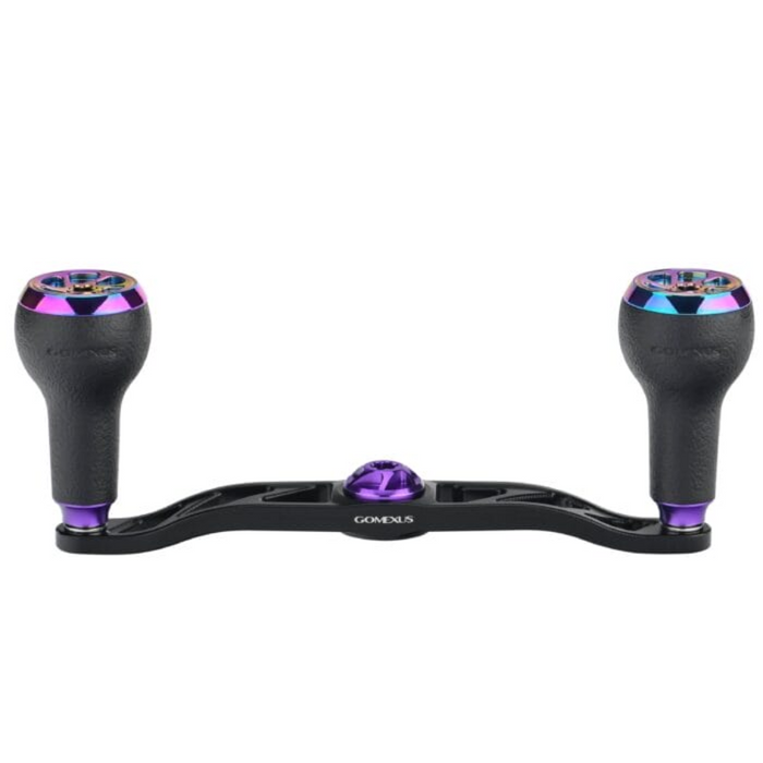 GOMEXUS 100MM ALUMINIUM BAITCAST HANDLE TPE 27MM [SZ:7X4 BLACK CLR:BLACK & PURPLE]