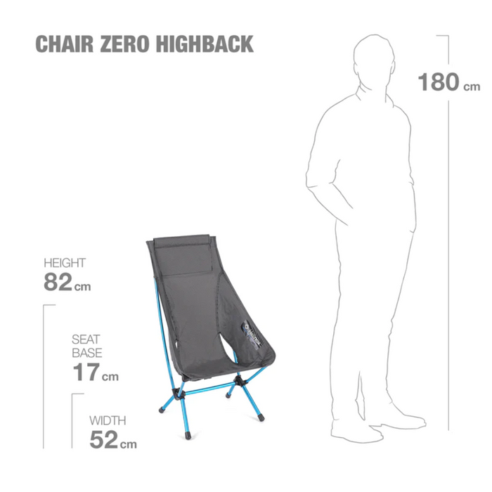 HELINOX CHAIR ZERO HIGHBACK BLACK WITH CYAN BLUE FRAME