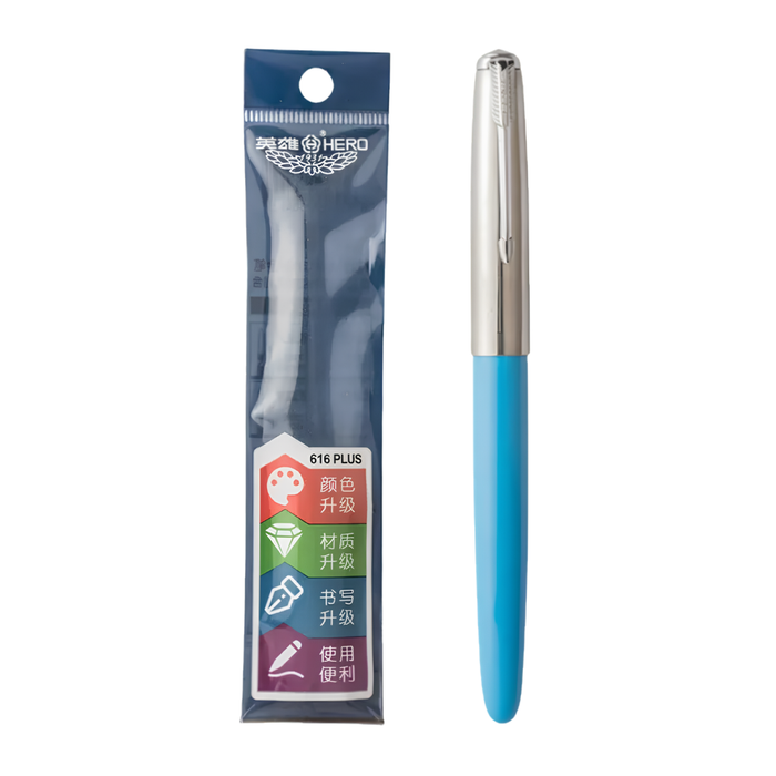 Hero 616 Plus F Fountain Pen Silver Cap