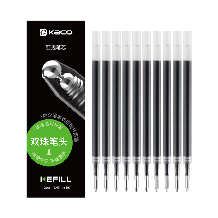 Kaco Black Ink Gel Pen 0.45mm Refills (Bullet Tip) Set