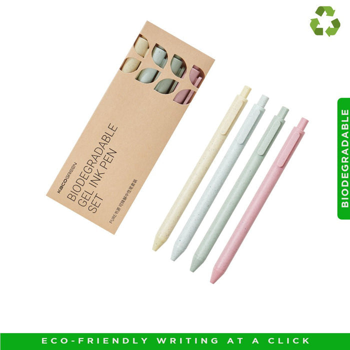 Kaco Pure Biodegradable 0.5mm Gel Ink Pen-Pack Of 4 - SCOOBOO - Gel Pens