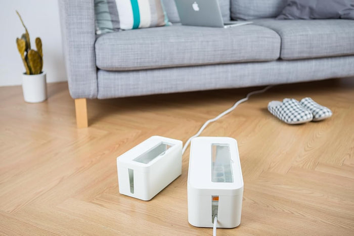 Litem White Cable Management Box & Charging Stand Desk Organizer
