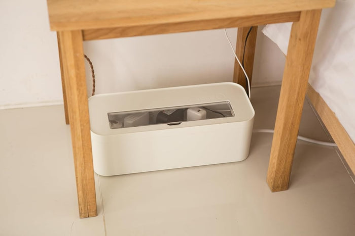 Litem White Cable Management Box & Charging Stand Desk Organizer