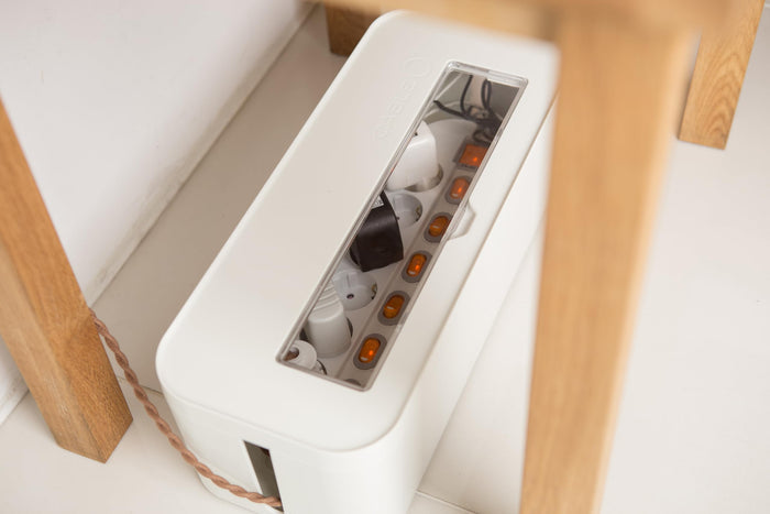 Litem White Cable Management Box & Charging Stand Desk Organizer