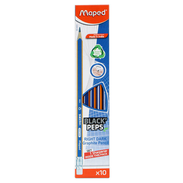 Maped Black Peps Right Dark Graphite Pencils
