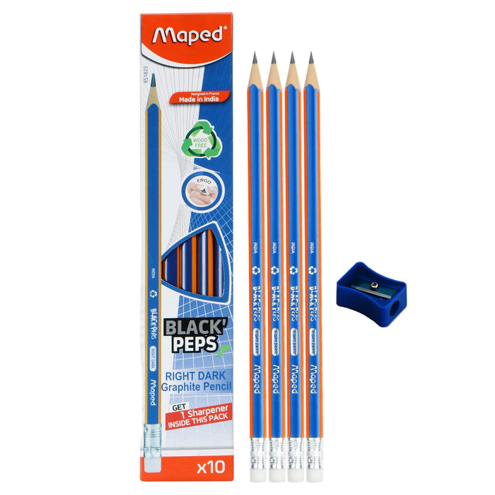 Maped Black Peps Right Dark Graphite Pencils