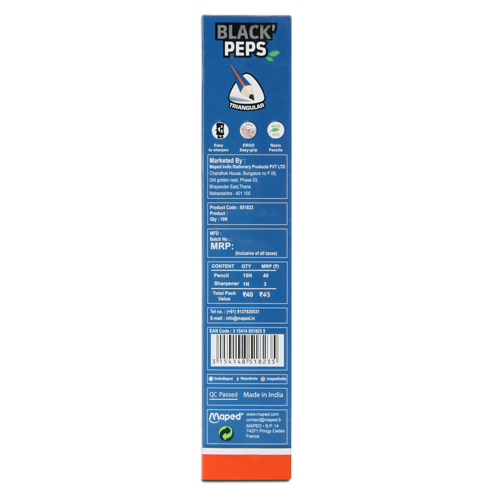 Maped Black Peps Right Dark Graphite Pencils