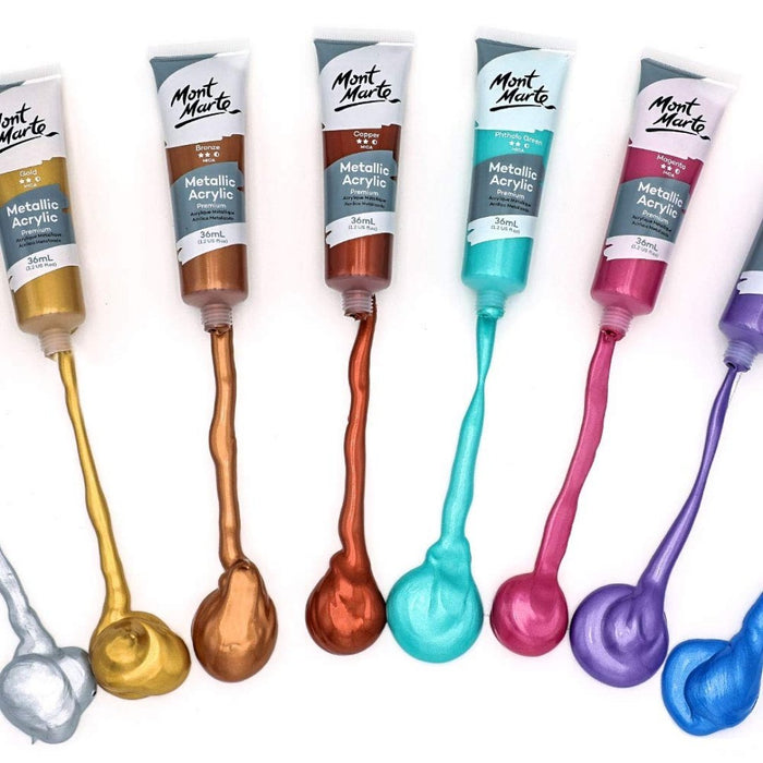 Mont Marte Metallic Acrylic Paint Set 8pc x 36ml - SCOOBOO - 81512 - Acrylic paints