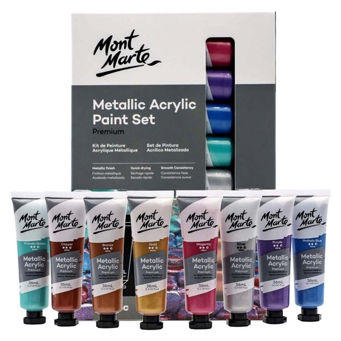 Mont Marte 36ml Metallic Acrylic Paint Set