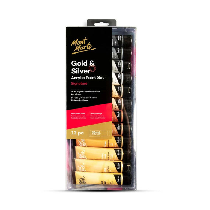 Mont Marte Gold and Silver Signature Acrylic Paint Set