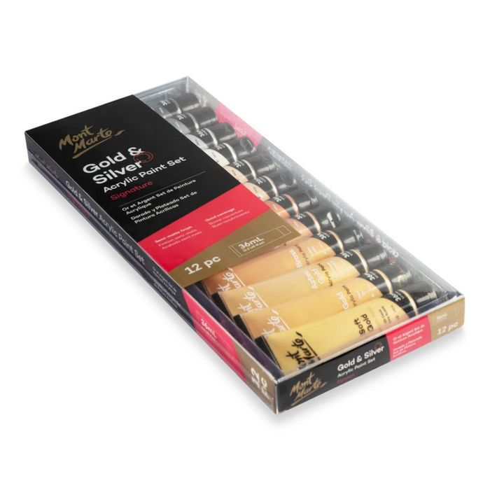 Mont Marte Gold and Silver Signature Acrylic Paint Set