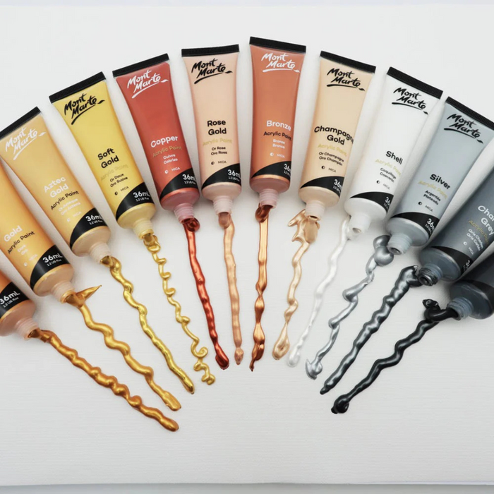 Mont Marte Gold and Silver Signature Acrylic Paint Set