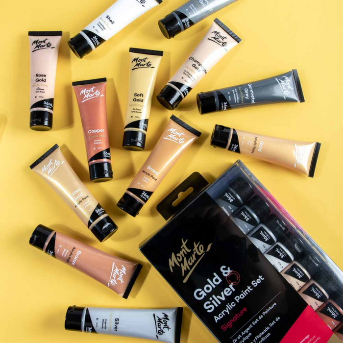 Mont Marte Gold and Silver Signature Acrylic Paint Set