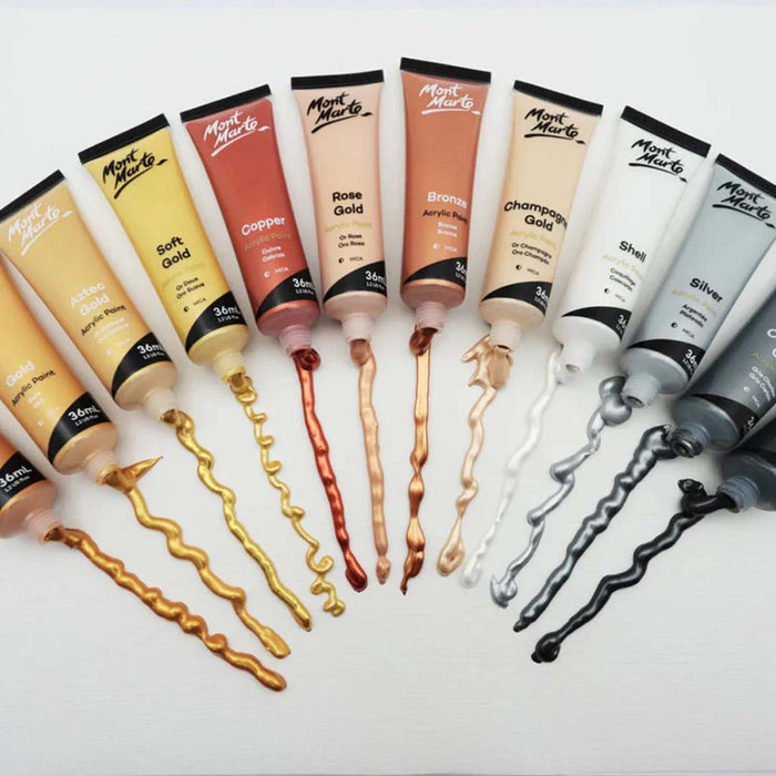Mont Marte Gold and Silver Signature Acrylic Paint Set