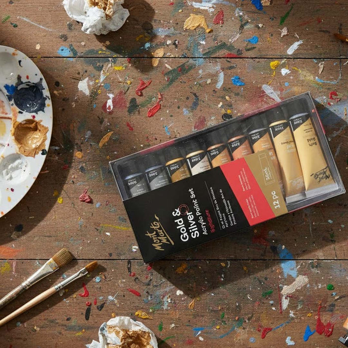 Mont Marte Gold and Silver Signature Acrylic Paint Set