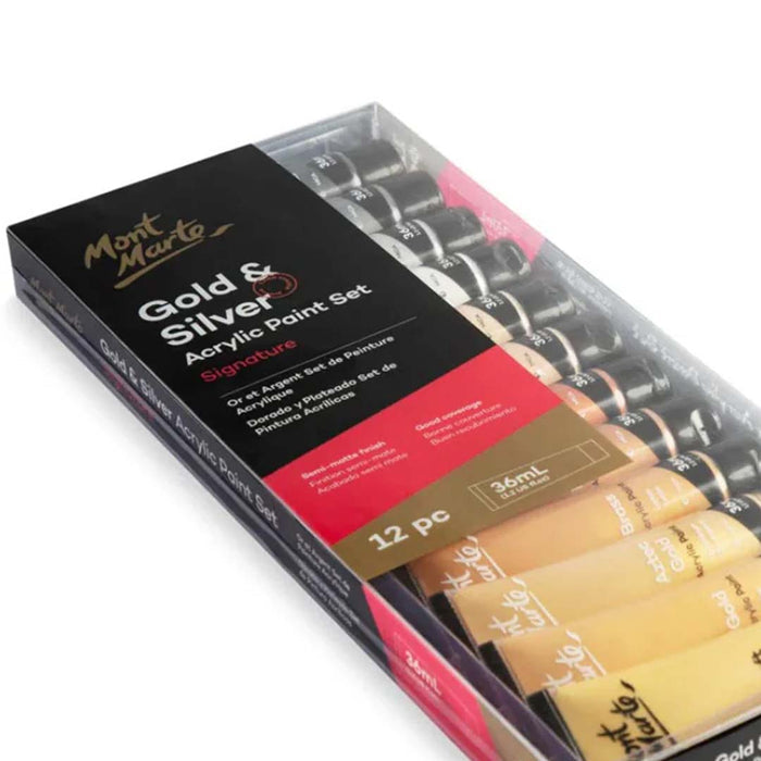 Mont Marte Gold and Silver Signature Acrylic Paint Set