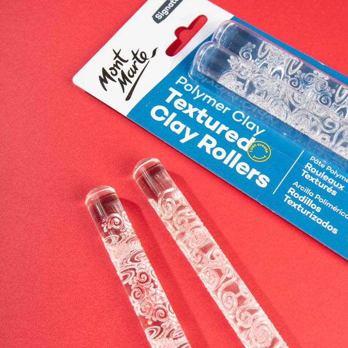 Mont Marte Polymer Clay Textured Acrylic Clay Rollers Signature 2pc