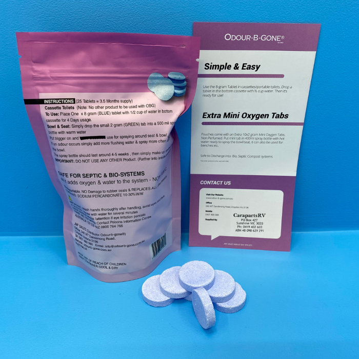 ODOUR-B-GONE 25 X 8G PACK TOILET TABLETS