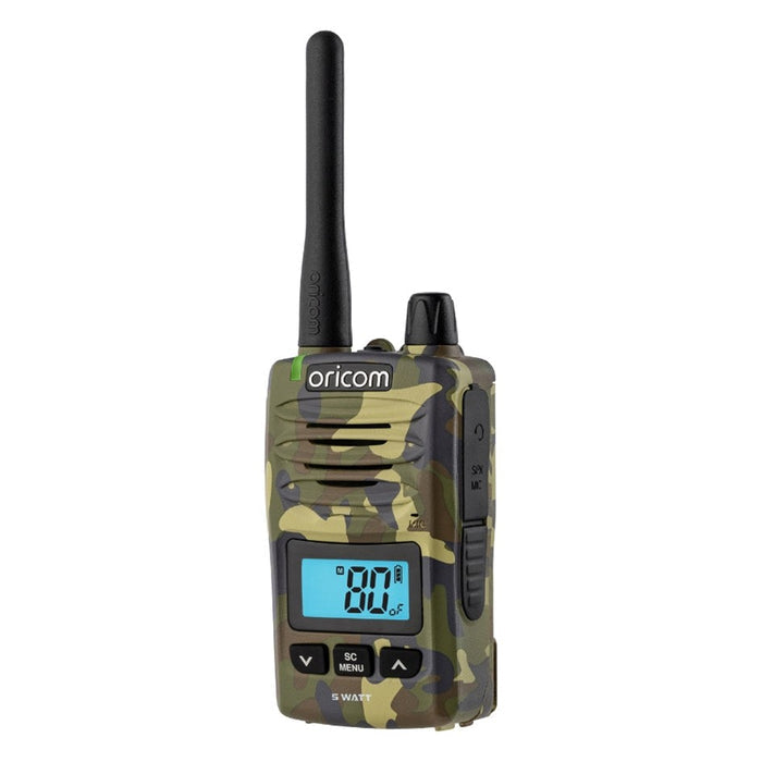 ORICOM DTX600 CAMO WATERPROOF IP67 5 WATT HANDHELD UHF CB RADIO