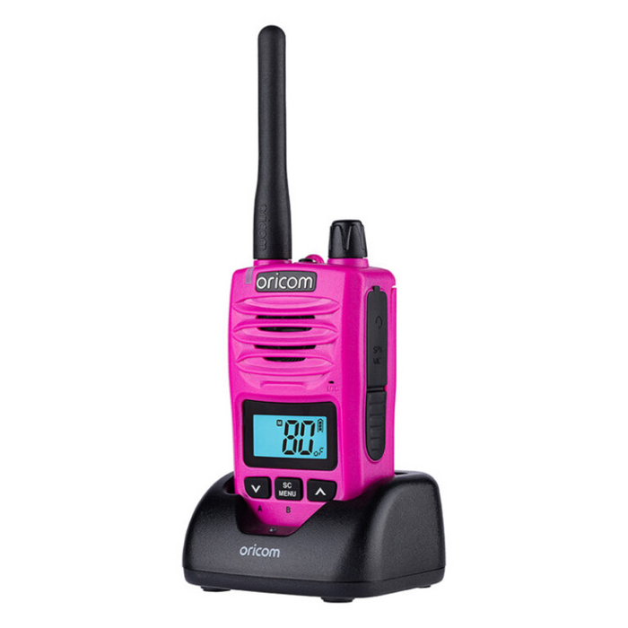 ORICOM DTX600 PINK WATERPROOF IP67 5 WATT HANDHELD UJF CB RADIO