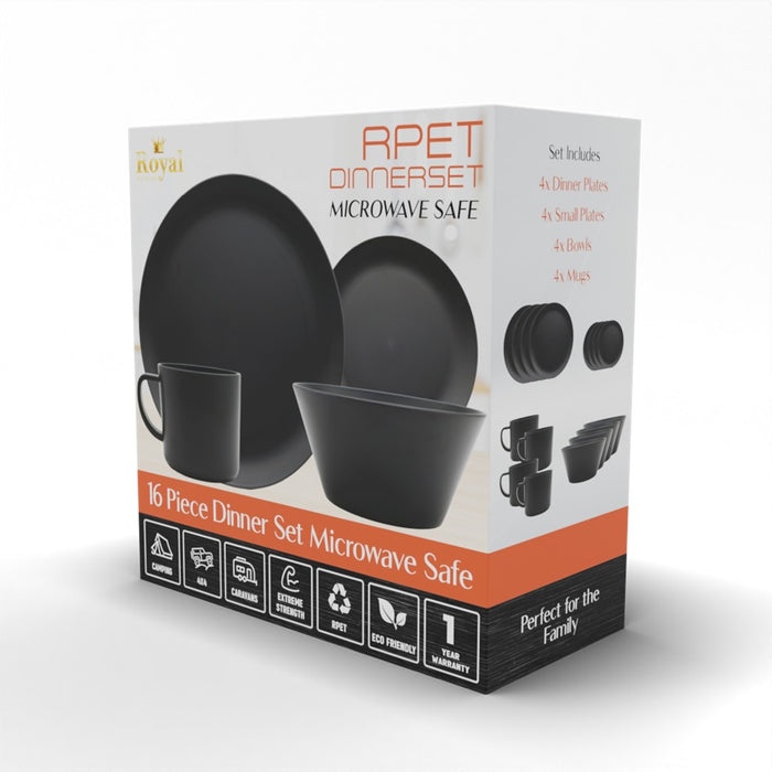 ROYAL RPET 16PCE DINNER SET GRANITE
