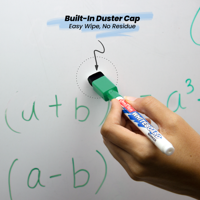 Soni Officemate Fine Tip Whiteboard Marker with Duster On Cap - Pack of 4