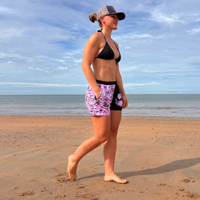 STAUNCH CRAB CHASE TO CHILL SHORTS BLACK & PINK [SZ:SMALL]
