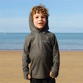 STAUNCH CRAB KIDS KHAKI CONTOUR HOODED UPF50+ LONG SLEEVE FISHING SHIRT [SZ:1]