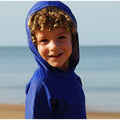 STAUNCH CRAB KIDS NAVY CONTOUR HOODED UPF50+ LONG SLEEVE FISHING SHIRT [SZ:1]