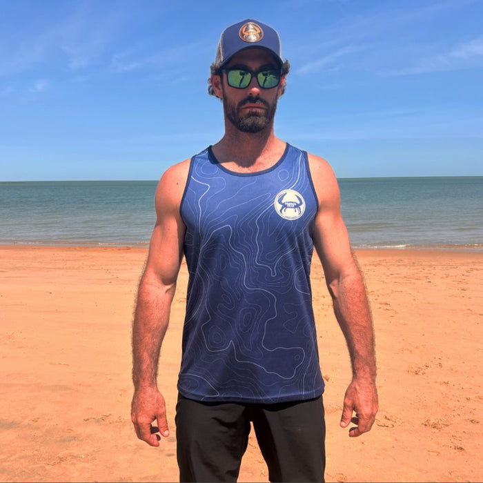 STAUNCH CRAB MENS BLUE CONTOUR SINGLET [SZ:SMALL]