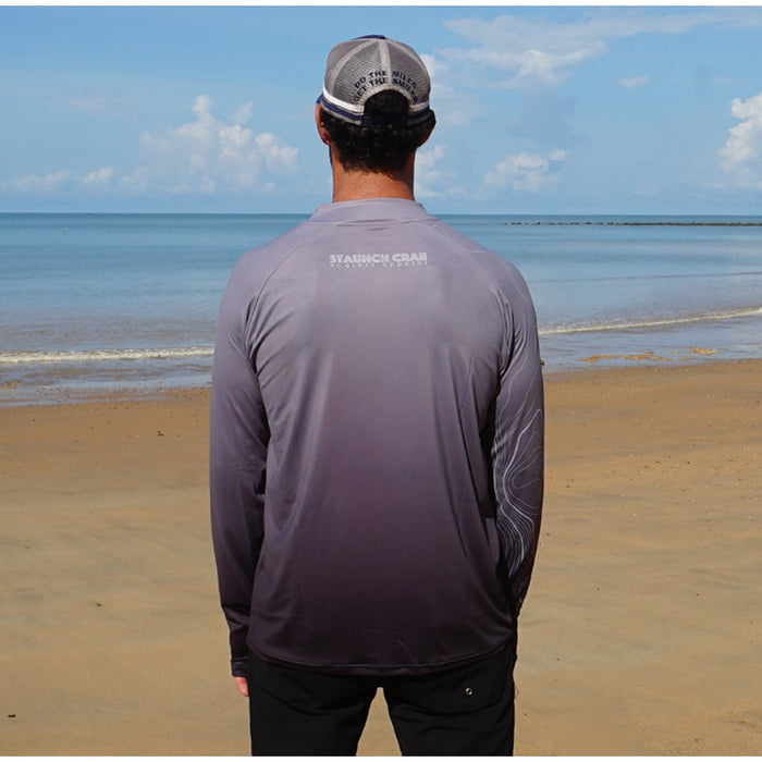 STAUNCH CRAB MENS GREY CONTOUR UPF50+ LONG SLEEVE FISHING SHIRT MENS [SZ:SMALL]