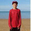 STAUNCH CRAB KIDS RED CONTOUR UPF50+ LONG SLEEVE FISHING SHIRT [SZ:12]