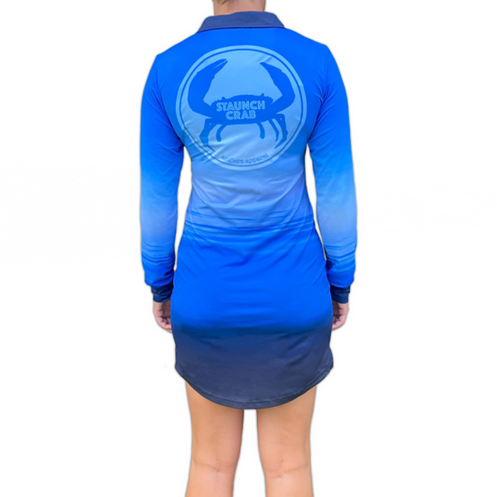 STAUNCH CRAB WOMENS GLASS OUT COLLARED FISHING DRESS LONG SLEEVE [SZ:X-LARGE]